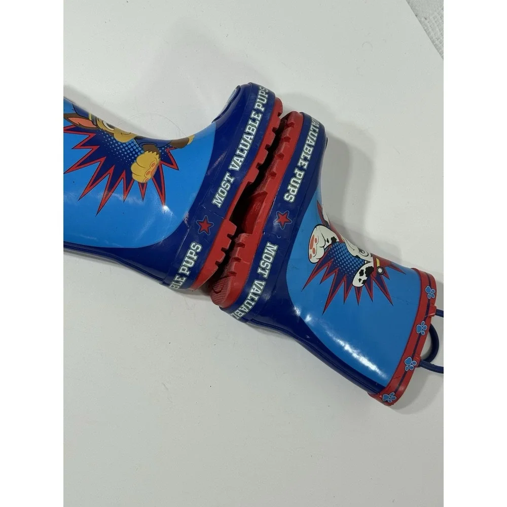 Paw Patrol Toddler Rain Boots Size 5-6 Blue‎ Red Rubber